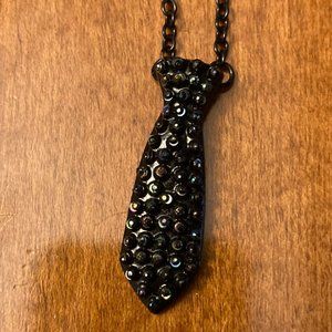 Black Necktie Pendant Necklace